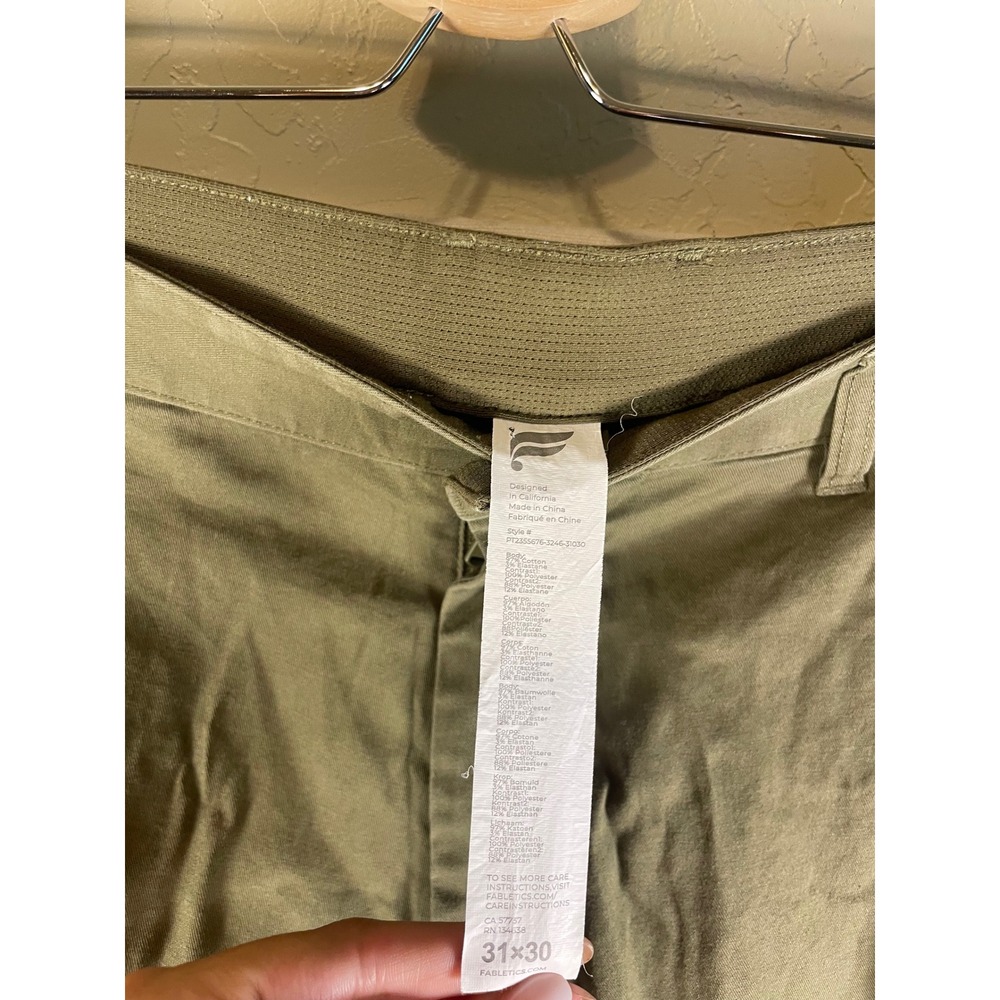 Fabletics Mens Only-Way Chino Pants Olive Green Slim Straight Stretch 31x30 - Picture 4 of 10
